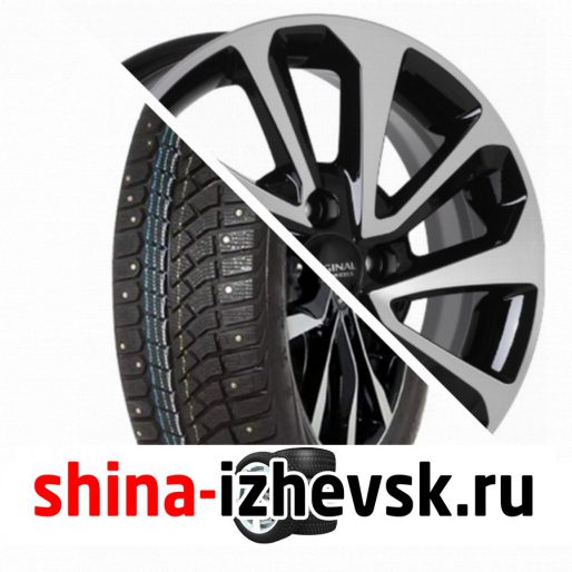 Колесо в сборе Viatti Brina Nordico (V-522) 185/65 R15 T 88 + СКАД KL-320 6xR15 4×100 ET46 DIA54.1 Глянцевый черный с полированной лицевой частью в Ижевске